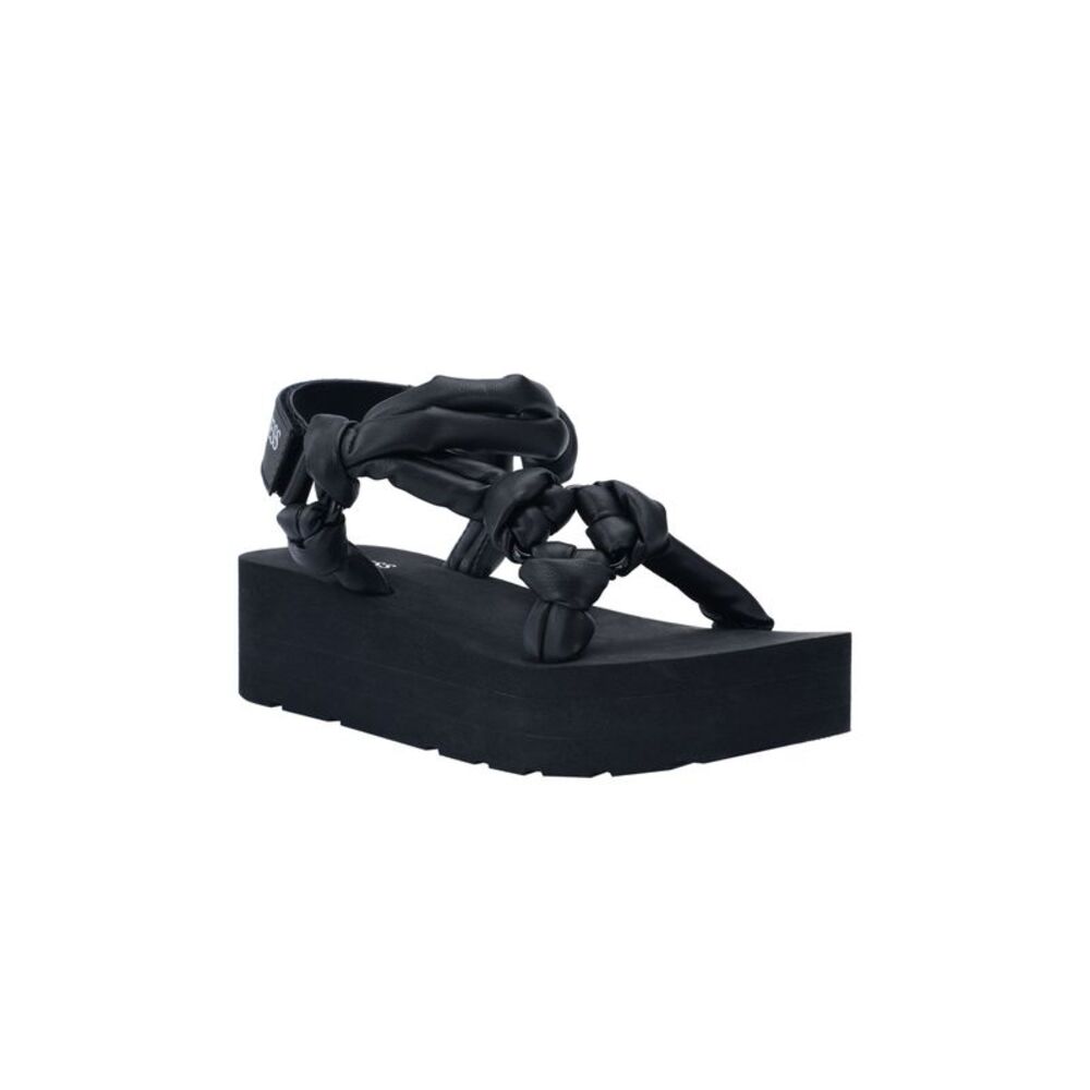 GUESS Womens Black Puffy Straps 1-1/2" Platform Albina Wedge Sandals Shoes 7 M